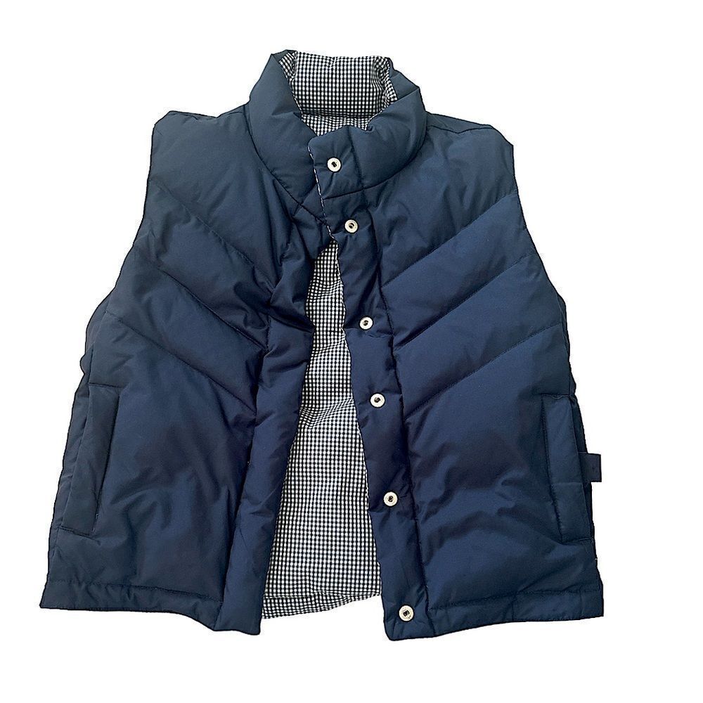GAP Reversible Puffer Vest Navy Checkered Winter 7-8 Youth EUC Like New - Picture 5 of 9